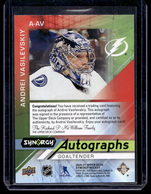 2020-21 Upper Deck Synergy - Autographs - Red - Andrei Vasilevskiy #A-AV /10