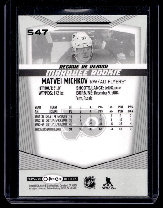 2024-25 O-Pee-Chee - Marquee Rookies - Matvei Michkov #547 RC