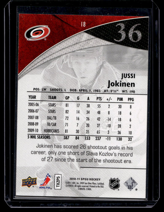2010-11 Upper Deck SP Game Used Edition - Silver Spectrum - Jussi Jokinen #18 /10