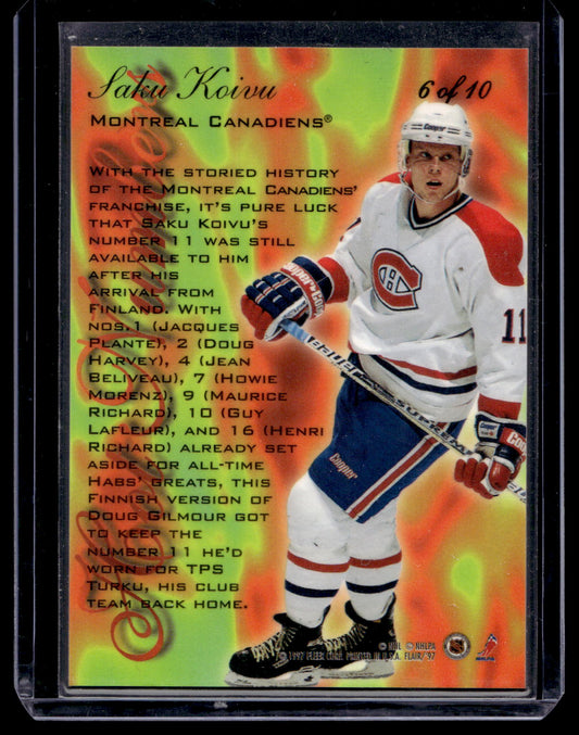1996-97 Flair - Hot Numbers - Saku Koivu #6