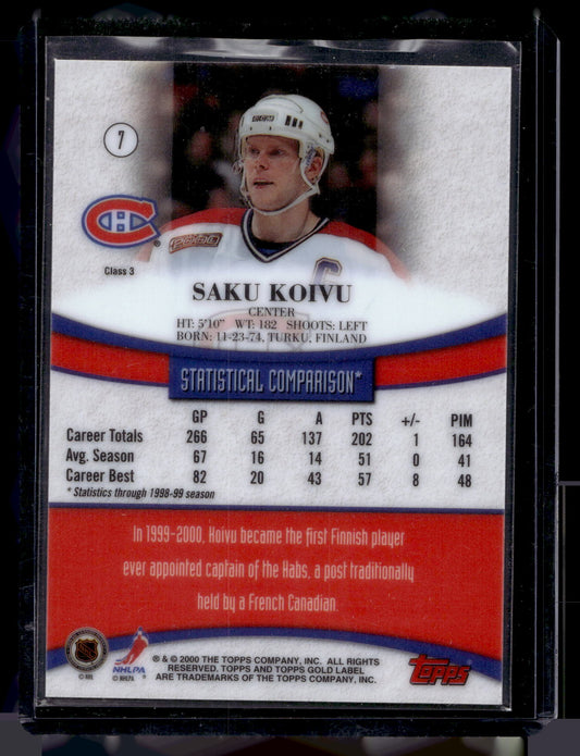 1999-00 Topps Gold Label - Class 3 - Saku Koivu #7