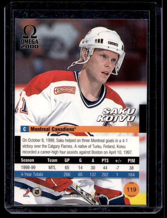 1999-00 Pacific Omega - Platinum Blue - Saku Koivu #119 /75
