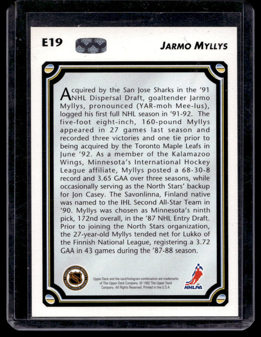 1992-93 Upper Deck - Euro Stars - Jarmo Myllys #E19