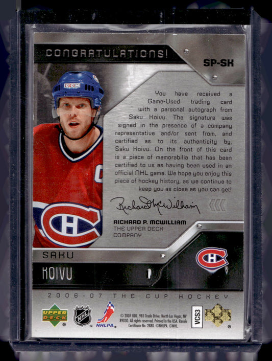 2006-07 Upper Deck The Cup - Signature Patches - Saku Koivu #SP-SK /75