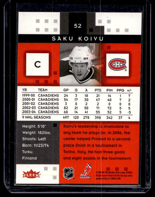 2005-06 Fleer Hot Prospects - Red Hot - Saku Koivu #52 /100