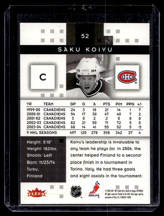 2005-06 Fleer Hot Prospects - White Hot - Saku Koivu #52 /10