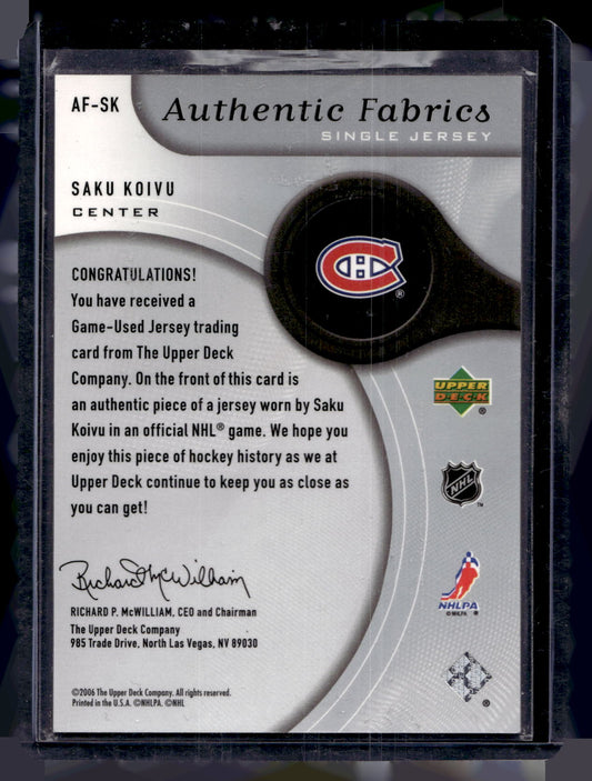2005-06 Upper Deck SP Game Used Edition - Authentic Fabrics - Saku Koivu #AF-SK
