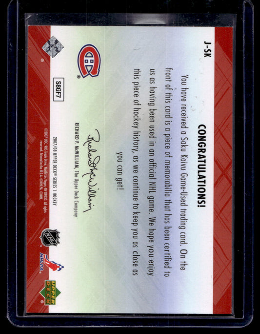 2007-08 Upper Deck - Game Jersey Series 1 - Saku Koivu #J-SK