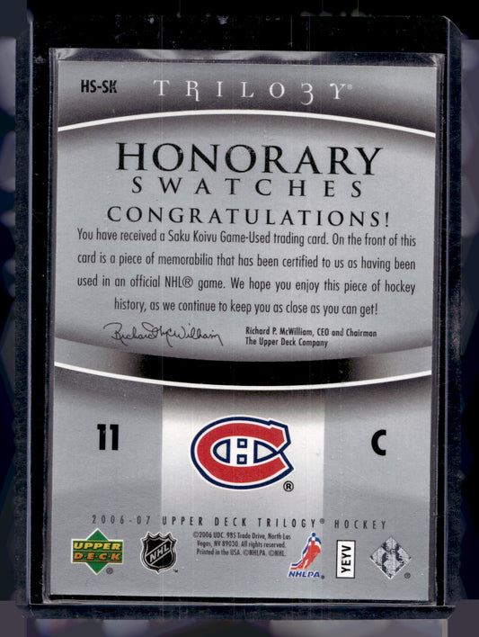 2006-07 Upper Deck Trilogy - Honorary Swatches - Saku Koivu #HS-SK