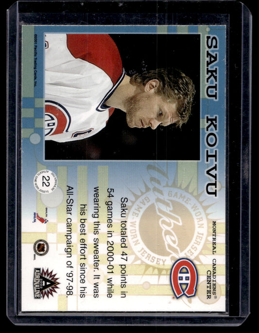 2001-02 Pacific Adrenaline - Game-Worn Jerseys - Saku Koivu #22