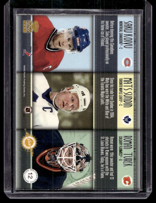 2001-02 Pacific Crown Royale - Triple Threads - Saku Koivu / Mats Sundin / Roman Turek #12