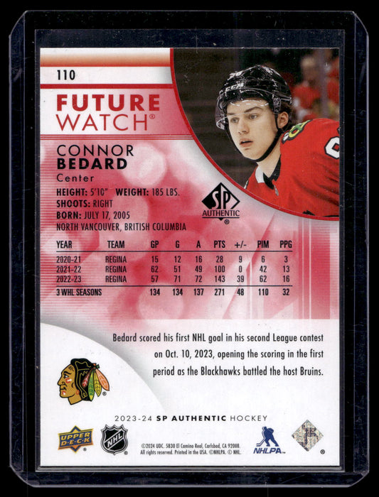 2023-24 Upper Deck SP Authentic - Red Limited - Future Watch - Connor Bedard #110 RC