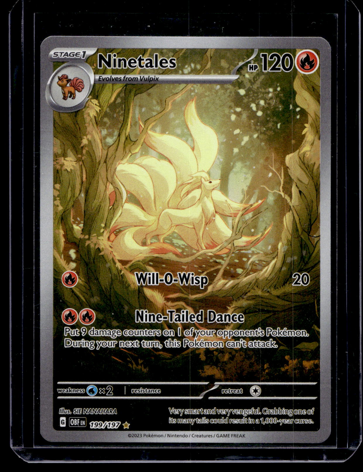2023 Pokemon - Scarlet & Violet - Obsidian Flames - Illustration Rare - Ninetales #199