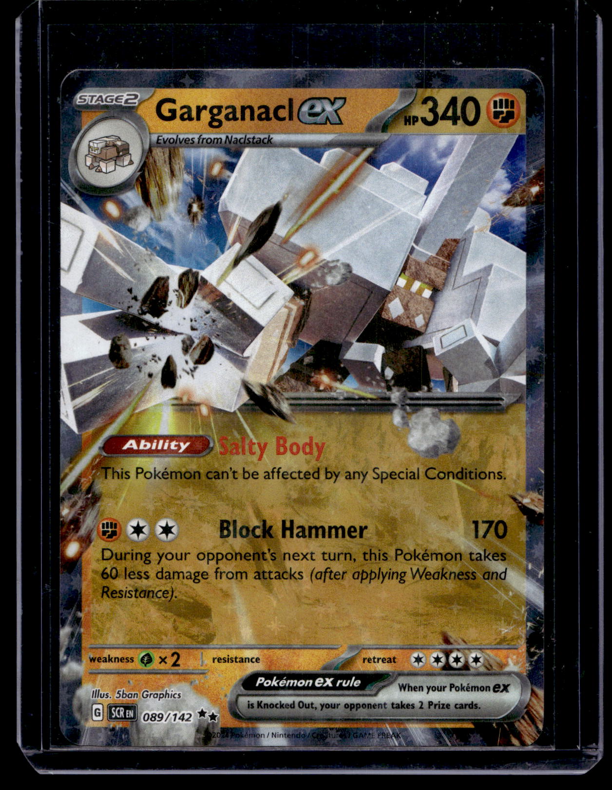 2024 Pokemon - Scarlet & Violet - Stellar Crown - Garganacl ex #089 Mikander Sports Cards 2024 Pokemon - Scarlet & Violet - Stellar Crown - Garganacl ex #089 Mikander Sports Cards