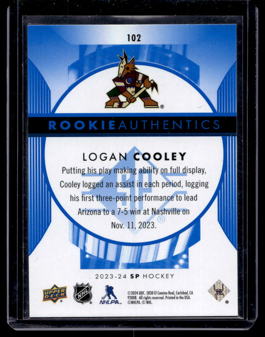 2023-24 Upper Deck SP - Retail - Blue - Rookie Authentics - Logan Cooley #102 RC