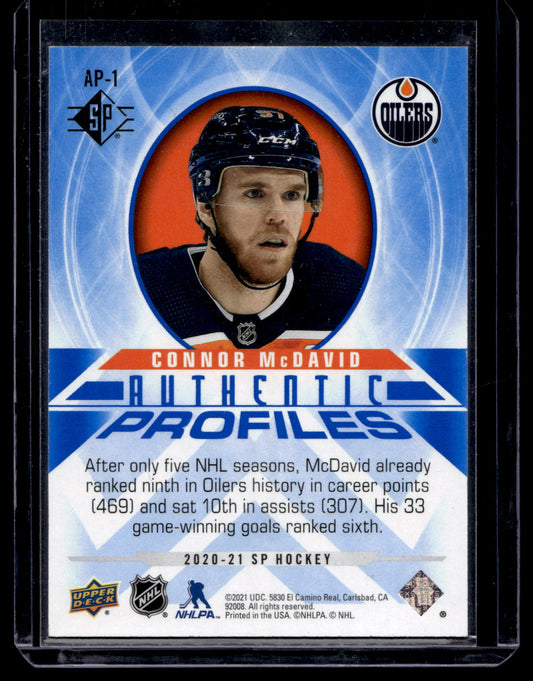 2020-21 Upper Deck SP Retail - Authentic Profiles - Blue - Connor McDavid #AP-1