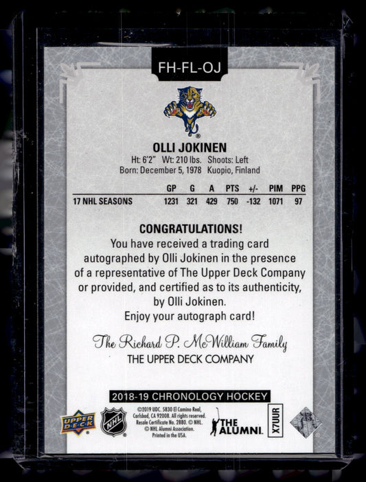 2018-19 Upper Deck Chronology - Franchise History Autographs - Olli Jokinen #FH-FL-OJ