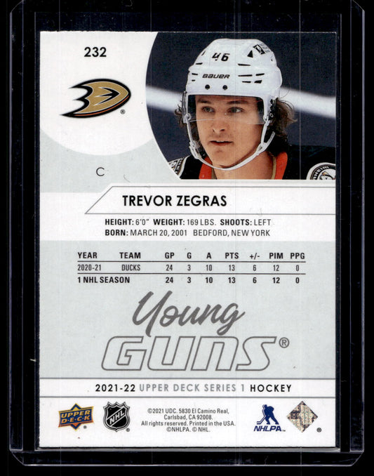 2021-22 Upper Deck - Young Guns - Trevor Zegras #232 RC