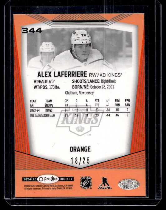 2024-25 O-Pee-Chee - Orange Border - Alex Laferriere #344 /25