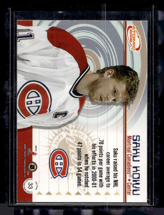 2001-02 Pacific Atomic - Game-Worn Jerseys - Saku Koivu #33