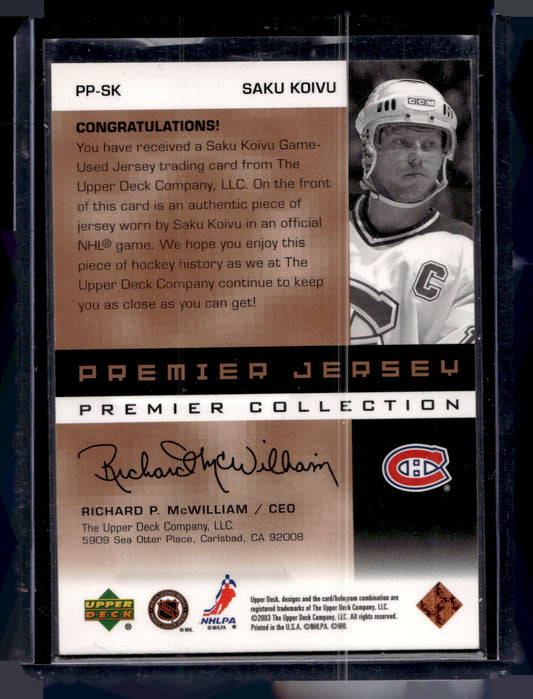 2002-03 Upper Deck Premier Collection - Premier Jerseys - Bronze - Saku Koivu #PP-SK /299