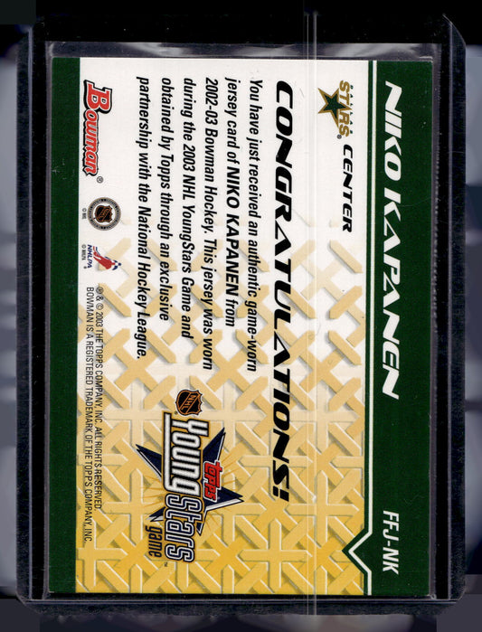 2002-03 Bowman YoungStars - Fabric of the Future - Niko Kapanen #FFJ-NK