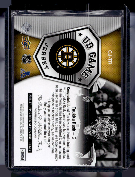2016-17 Upper Deck - UD Game Jersey - Tuukka Rask #GJ-TR