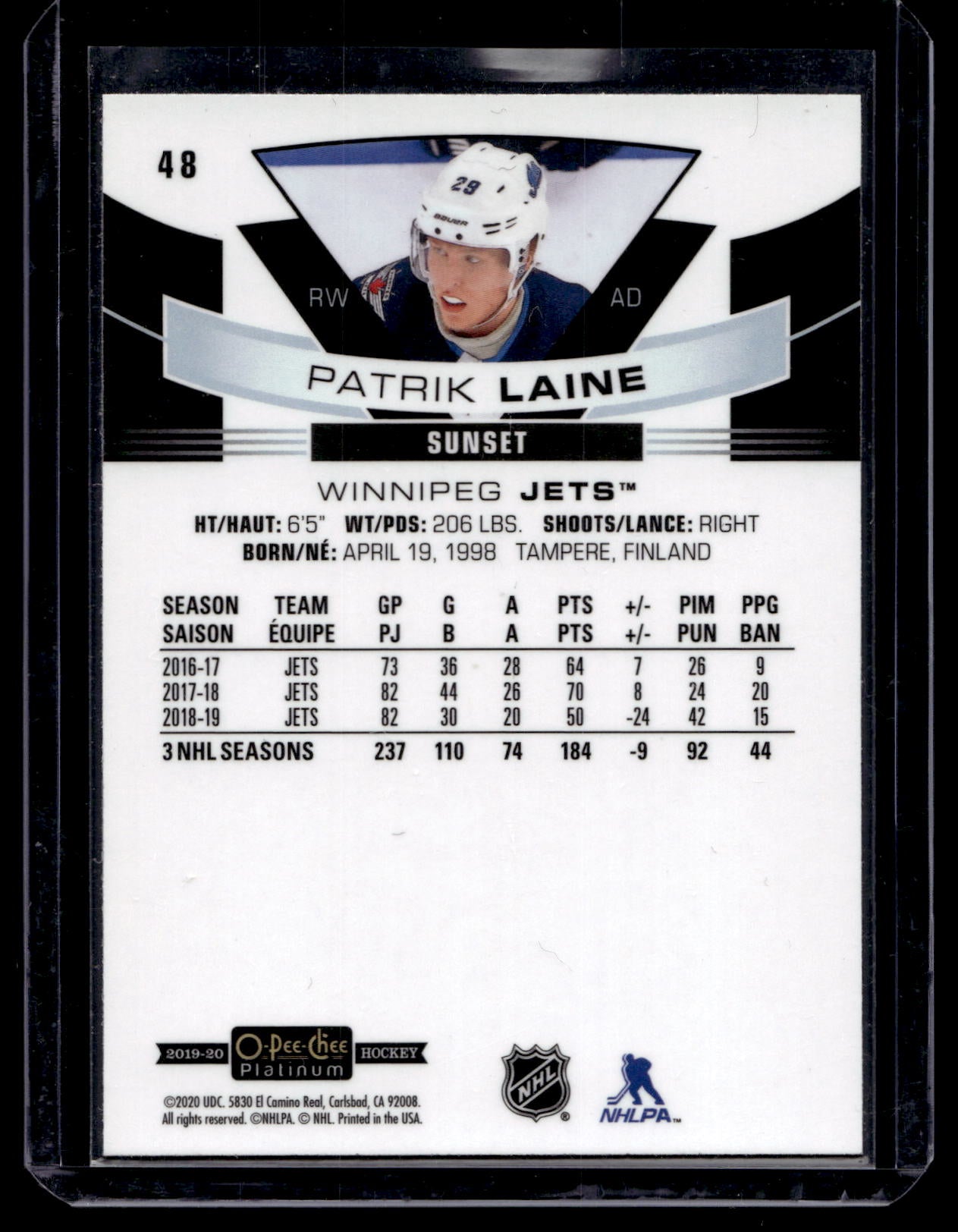 2019-20 Upper Deck OPC Platinum - Sunset - Patrik Laine #48