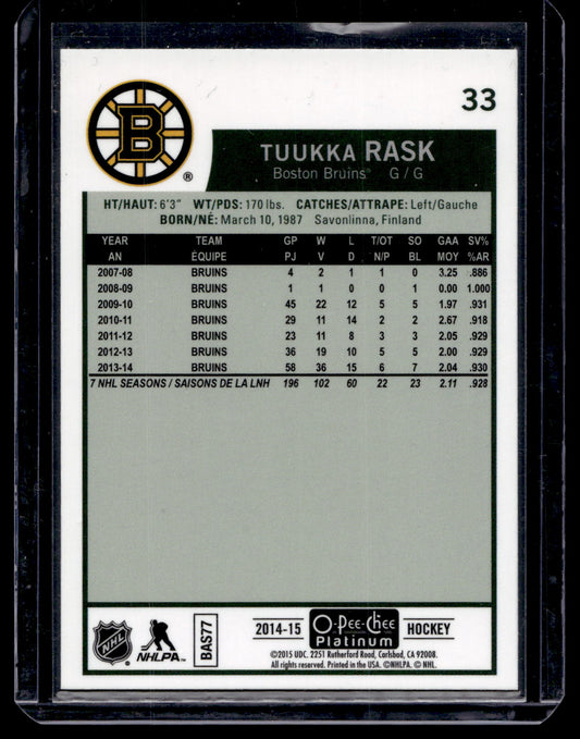 2014-15 Upper Deck OPC Platinum - Retro Rainbow - Tuukka Rask #33