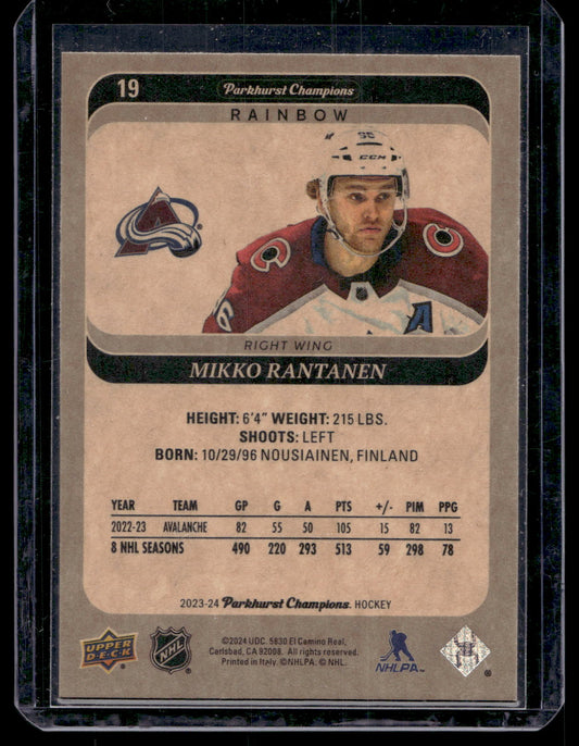 2023-24 Upper Deck Parkhurst Champions - Rainbow - Mikko Rantanen #19