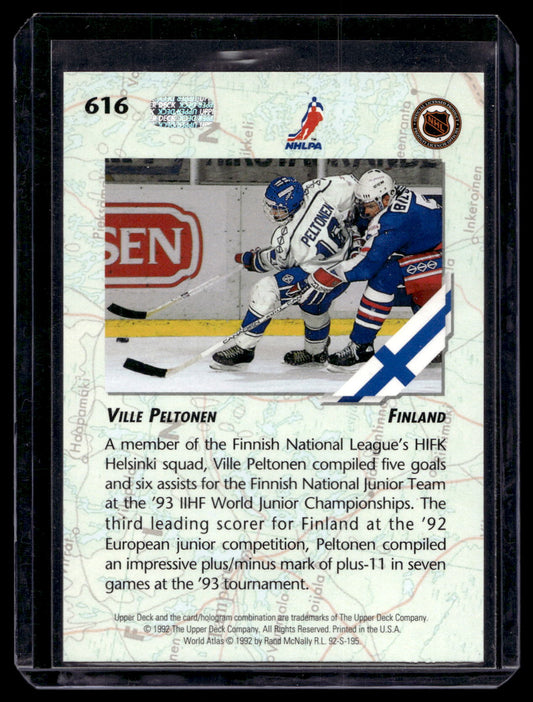 1992-93 Upper Deck - World Juniors Championships - Ville Peltonen #616 RC