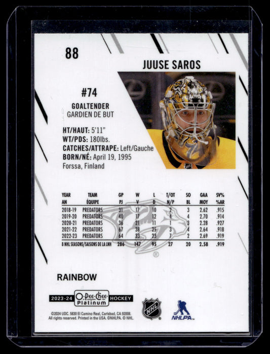2023-24 Upper Deck OPC Platinum - Rainbow - Juuse Saros #88