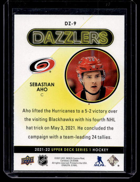 2021-22 Upper Deck Series 1 - Dazzlers - Green - Sebastian Aho #DZ-9