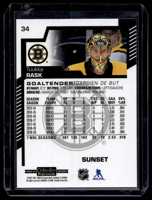 2020-21 Upper Deck OPC Platinum - Sunset - Tuukka Rask #34