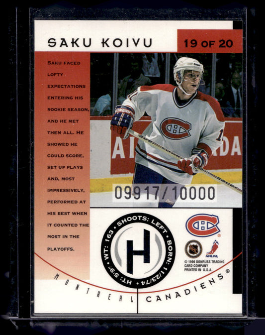 1996-97 Donruss - Hit List - Saku Koivu #19 /10000