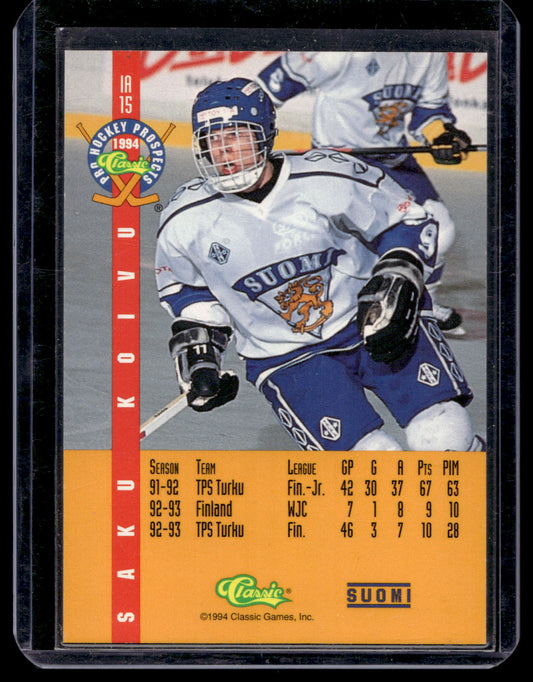 1994 Classic Pro Hockey Prospects - Ice Ambassadors - Saku Koivu #IA 15