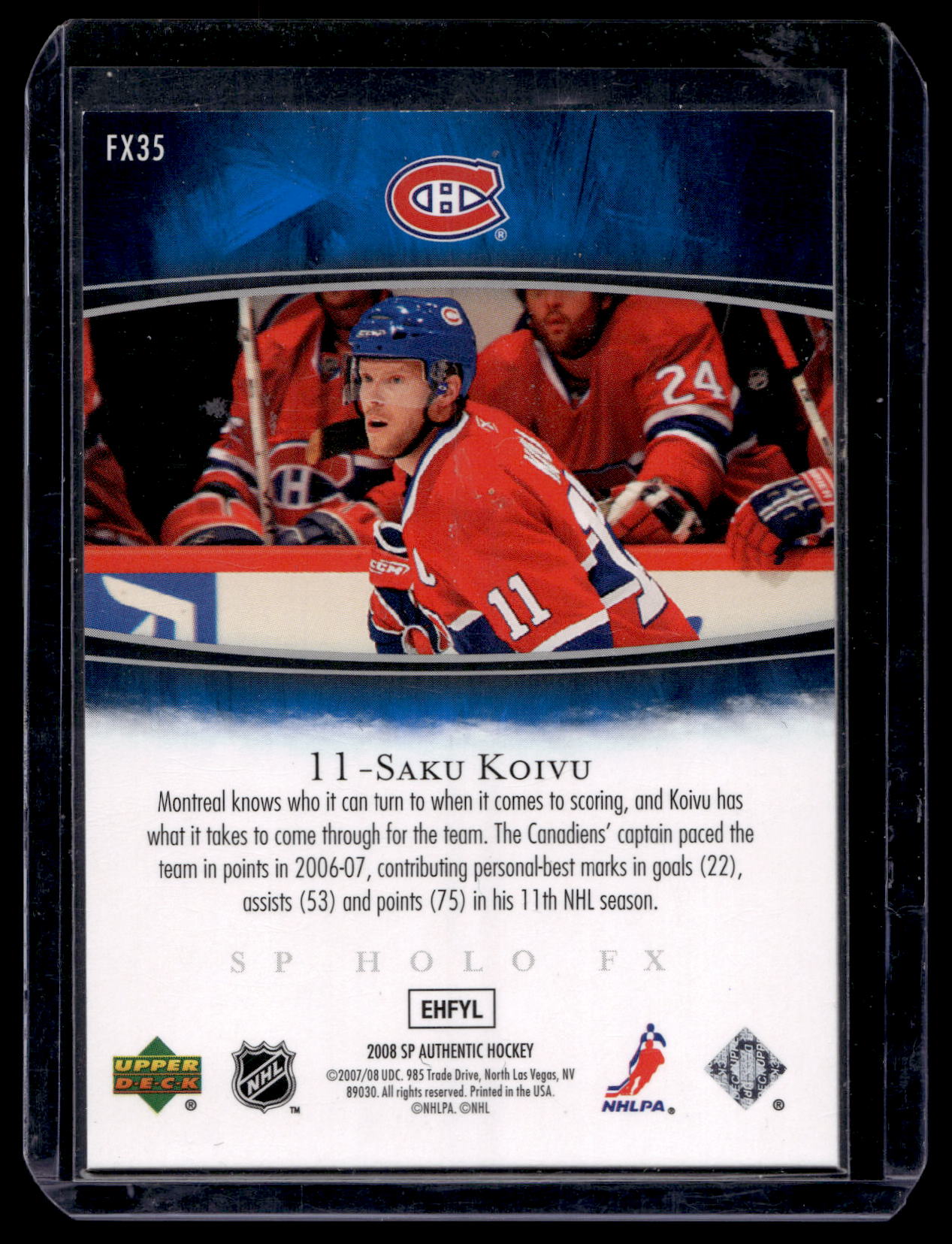 2007-08 Upper Deck SP Authentic - Holo FX - Saku Koivu #FX35