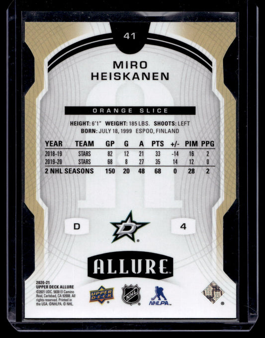 2020-21 Upper Deck Allure - Orange Slice - Miro Heiskanen #41