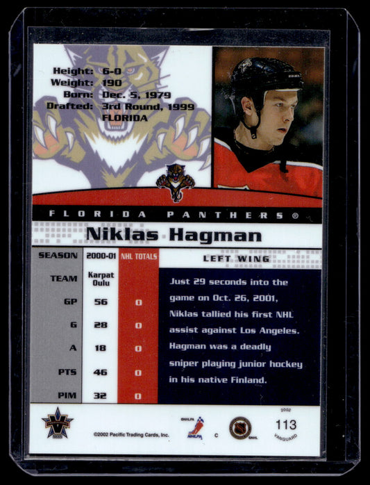 2001-02 Pacific Vanguard - Rookie - Niklas Hagman #113 /404 RC