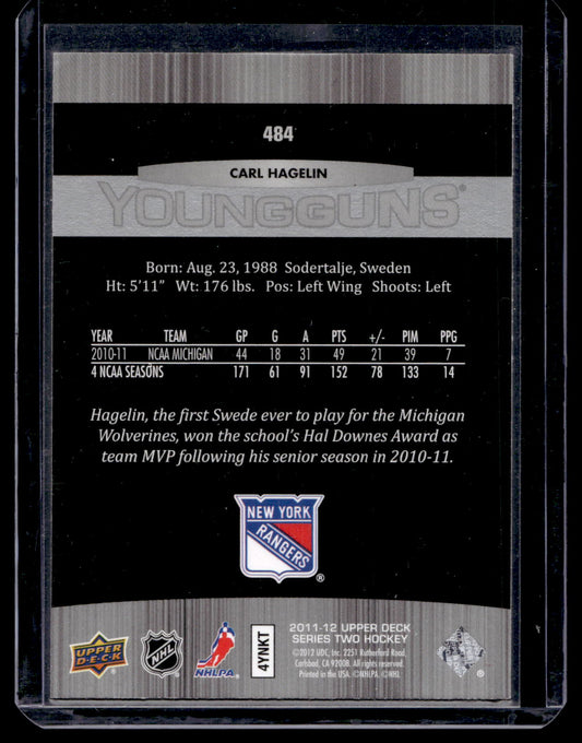 2011-12 Upper Deck Young Guns - Carl Hagelin #484 RC