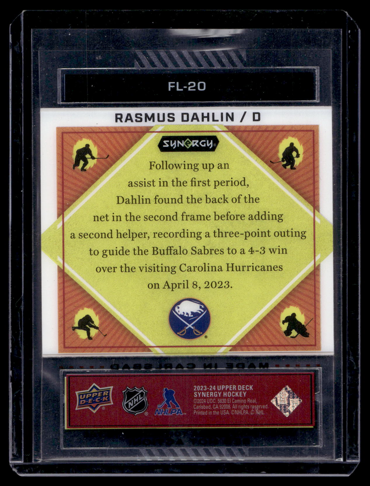 2023-24 Upper Deck Synergy - Flammable! - Rasmus Dahlin #FL-20