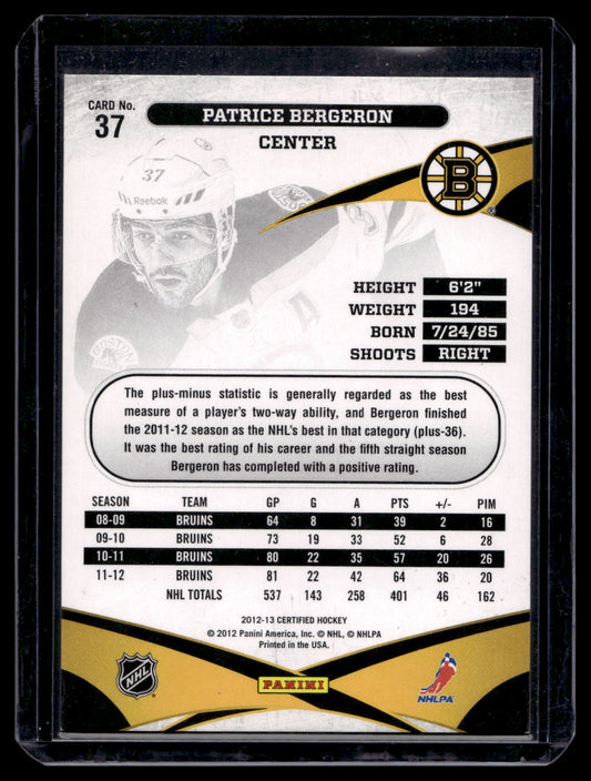 2012-13 Panini Certified - Mirror Red - Patrice Bergeron #37 /199