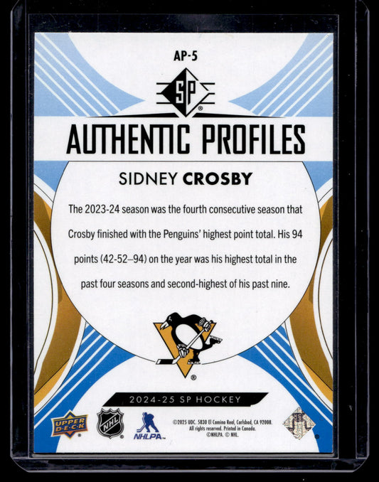 2024-25 Upper Deck SP - Retail Authentic Profiles - Blue - Sidney Crosby #AP-5