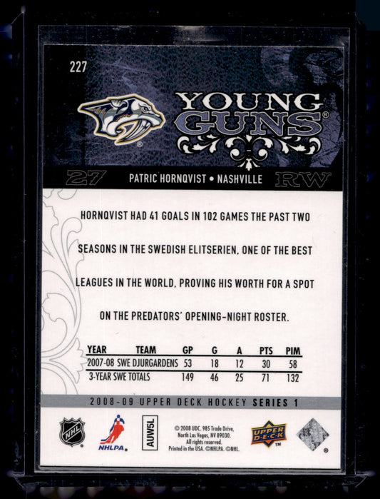 2008-09 Upper Deck Young Guns - Patric Hornqvist #227 RC