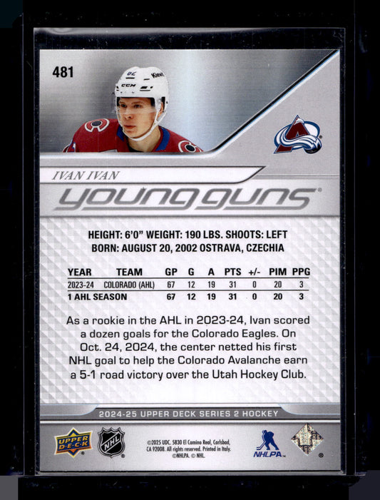 2024-25 Upper Deck Young Guns - Ivan Ivan #481 RC