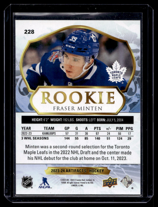 2023-24 Upper Deck Artifacts - Rookie Redemptions - Fraser Minten #228 /999 RY