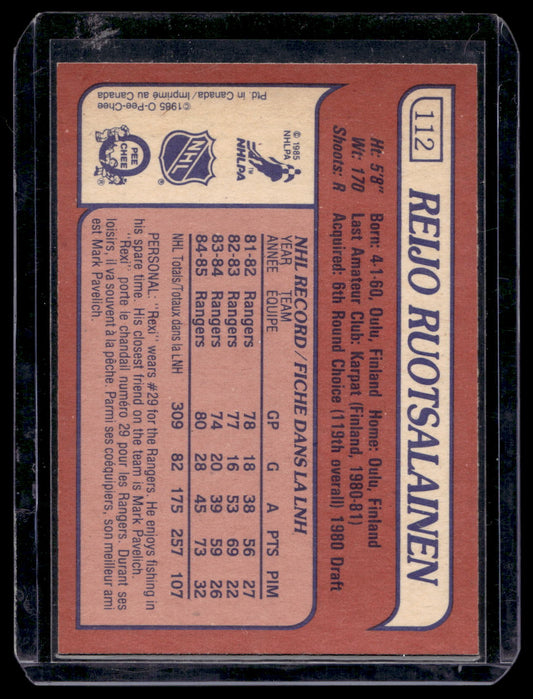 1985-86 O-Pee-Chee - Reijo Ruotsalainen #112
