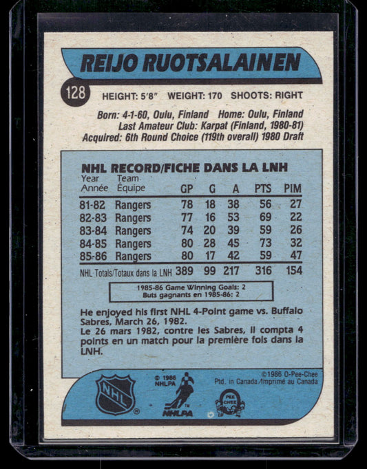 1986-87 O-Pee-Chee - Reijo Ruotsalainen #128