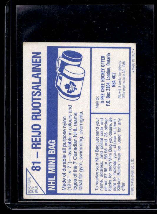 1985-86 O-Pee-Chee Album Stickers - Reijo Ruotsalainen #81