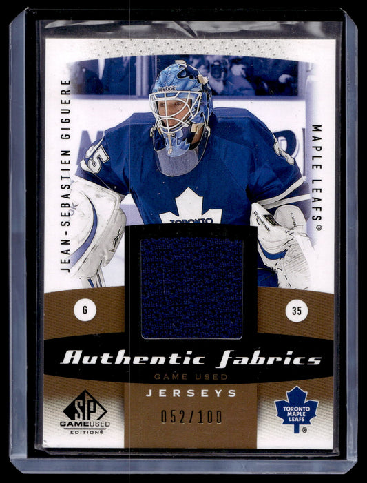2010-11 Upper Deck SP Game Used Edition - Authentic Fabrics - Gold - Jean-Sebastien Giguere #AF-JG /100